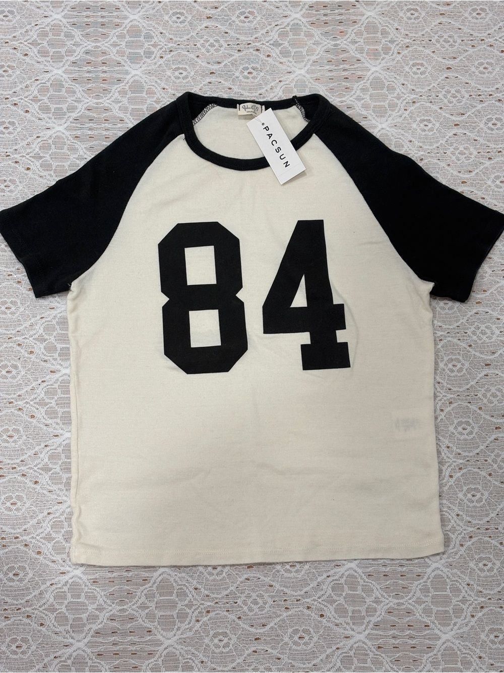 Brandy Melville Black & Cream '84 Raglan Tee